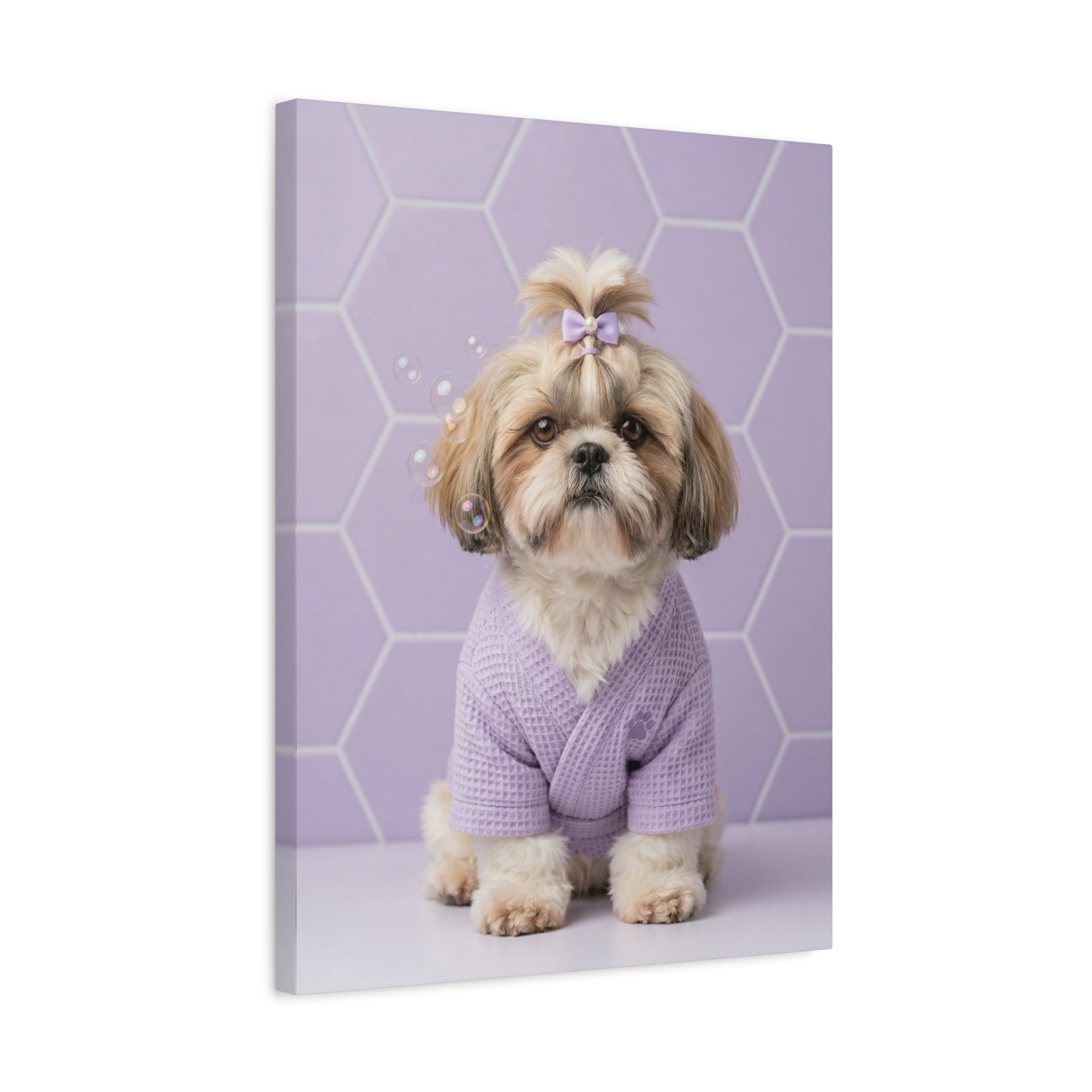 "The Spa Queen" - Modern Waffle Robe Custom Pet Portrait