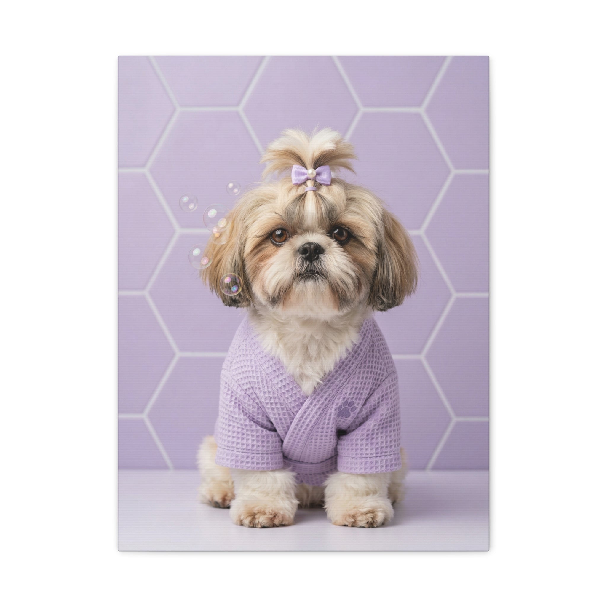 "The Spa Queen" - Modern Waffle Robe Custom Pet Portrait