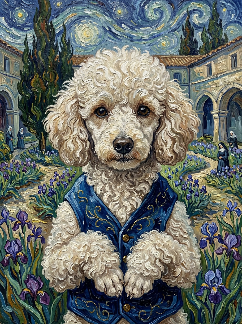 "Olive Grove" - Earthy Green Impressionist Pet Portrait