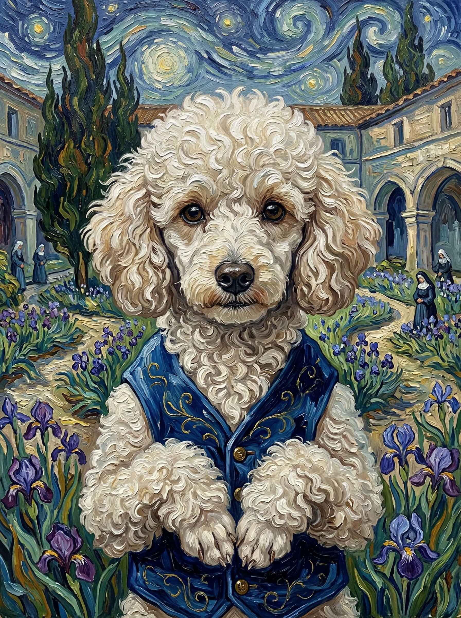 "Olive Grove" - Earthy Green Impressionist Pet Portrait