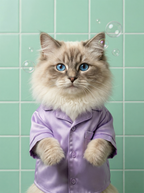 "The Bubble Princess" - Modern Bathroom Pet Canvas with Bow