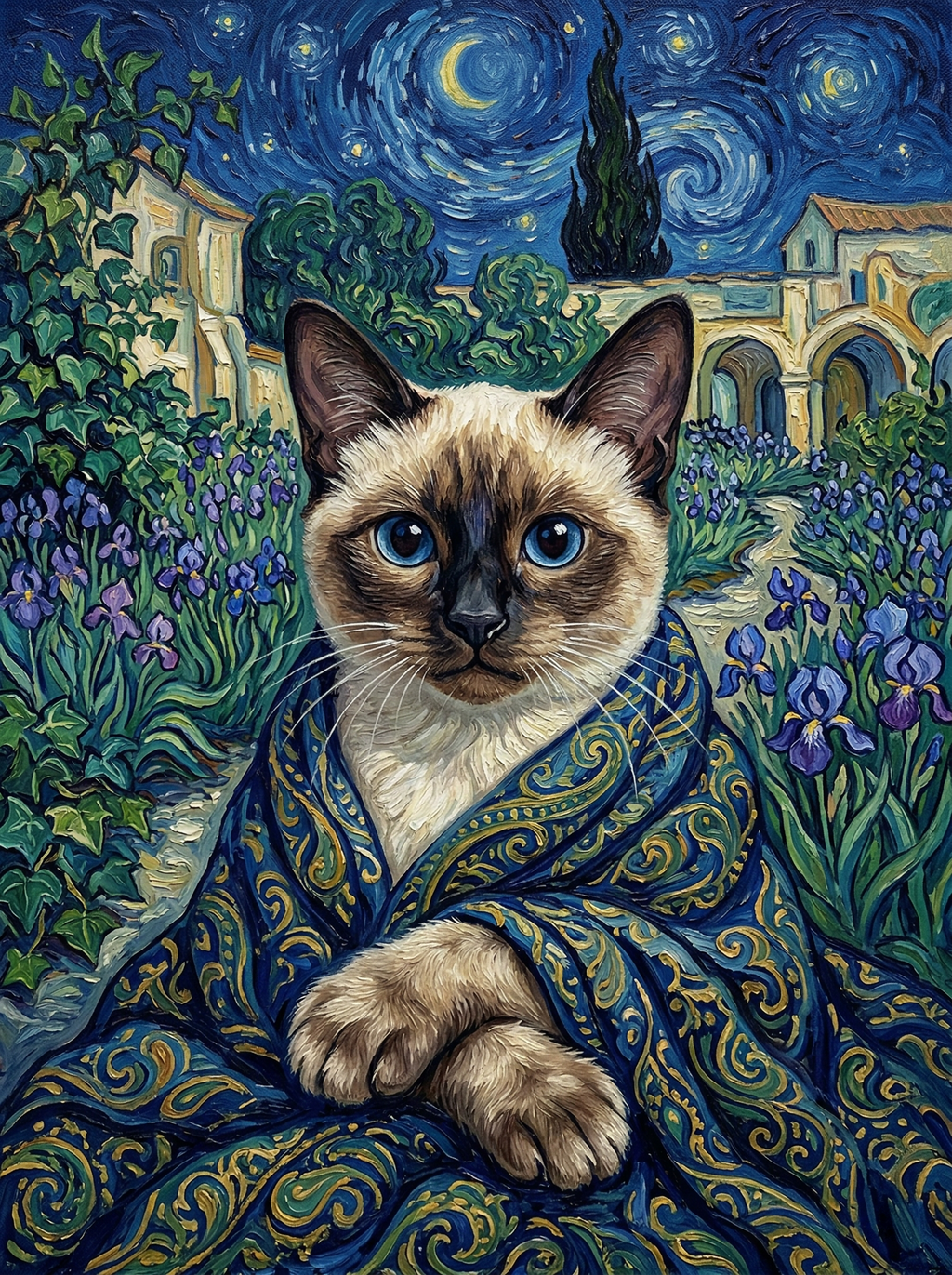 "Azure Blossoms" - Soft Teal Almond Branch Custom Portrait