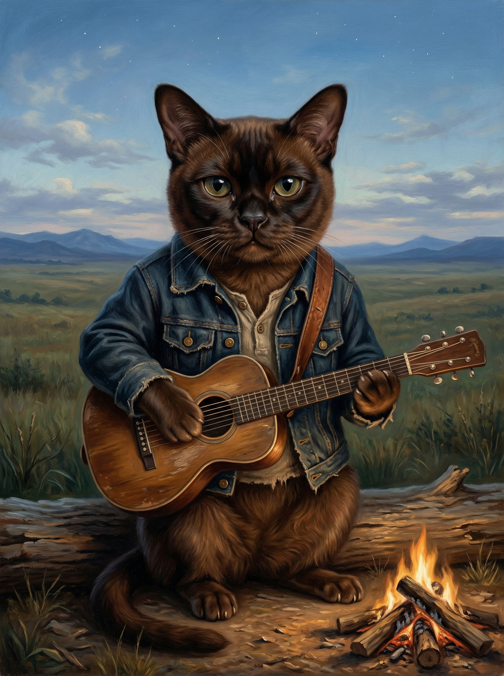 "The Wrangler" - Golden Sunset Rustic Custom Pet Portrait