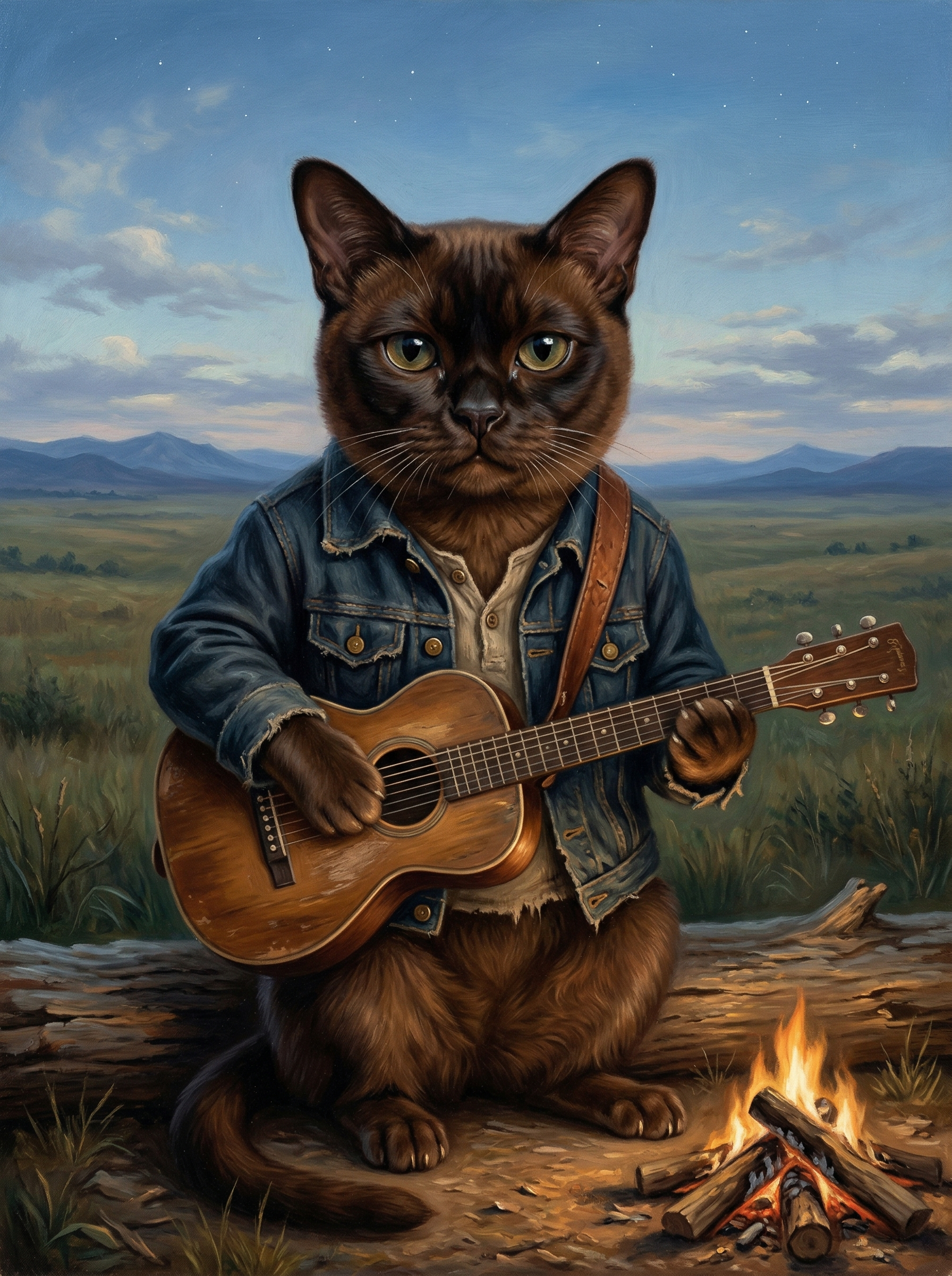 "The Wrangler" - Golden Sunset Rustic Custom Pet Portrait