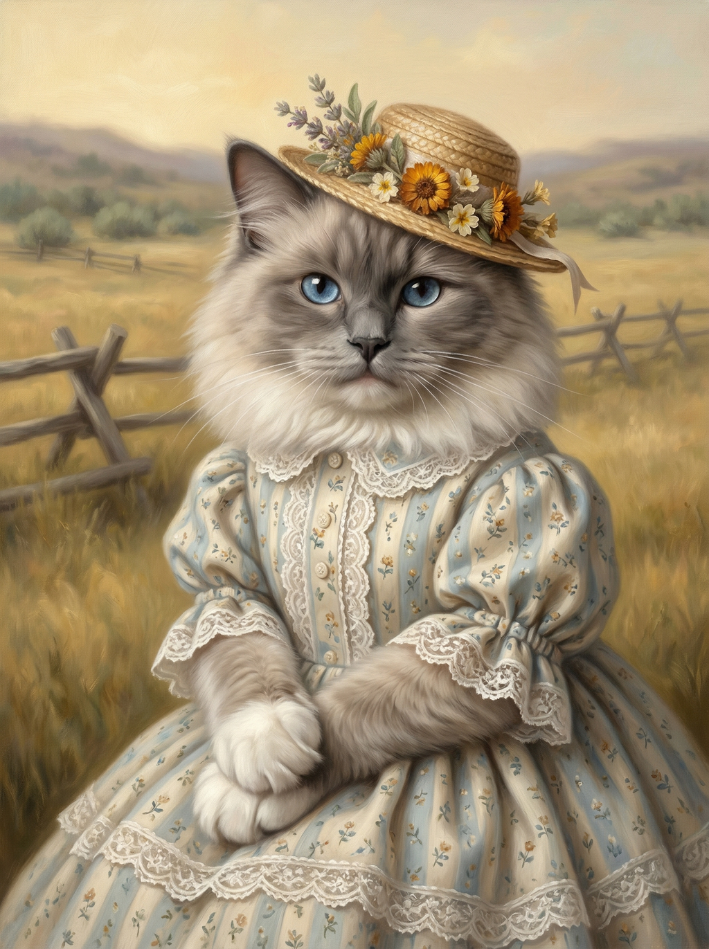"The Wrangler" - Golden Sunset Rustic Custom Pet Portrait