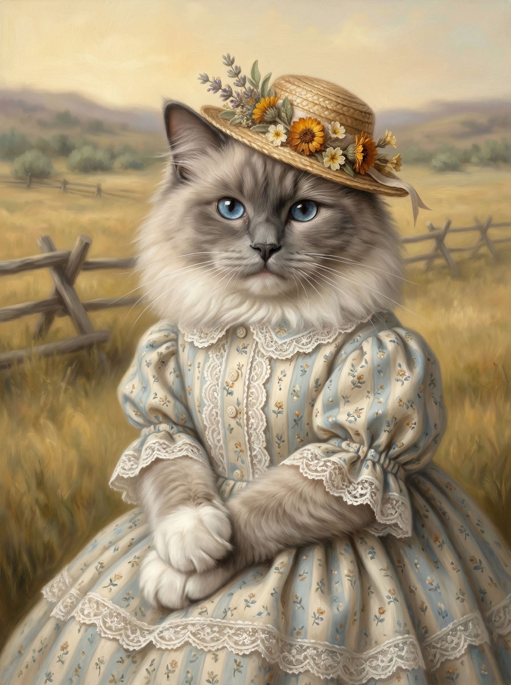 "The Wrangler" - Golden Sunset Rustic Custom Pet Portrait