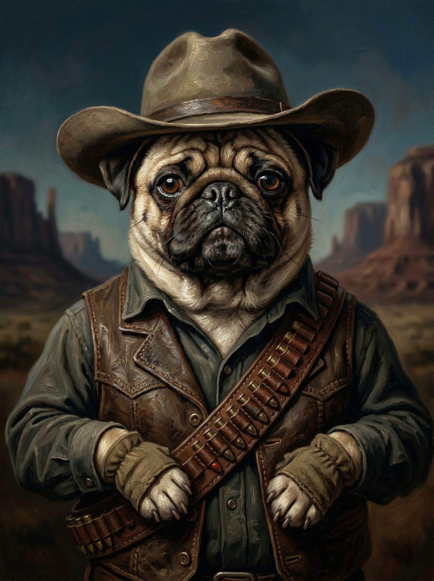 "The Wrangler" - Golden Sunset Rustic Custom Pet Portrait