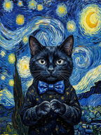 "Midnight Swirls" - Deep Blue Starry Custom Pet Portrait