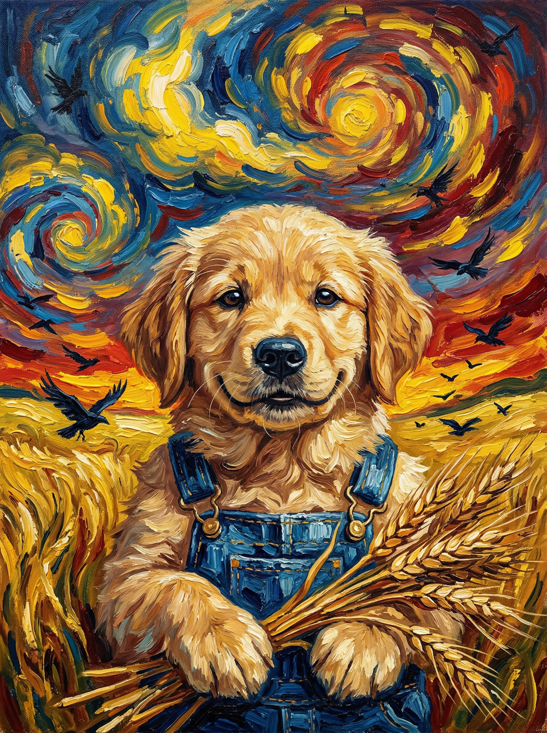 "Golden Wheatfield" - Rustic Ochre Custom Pet Portrait