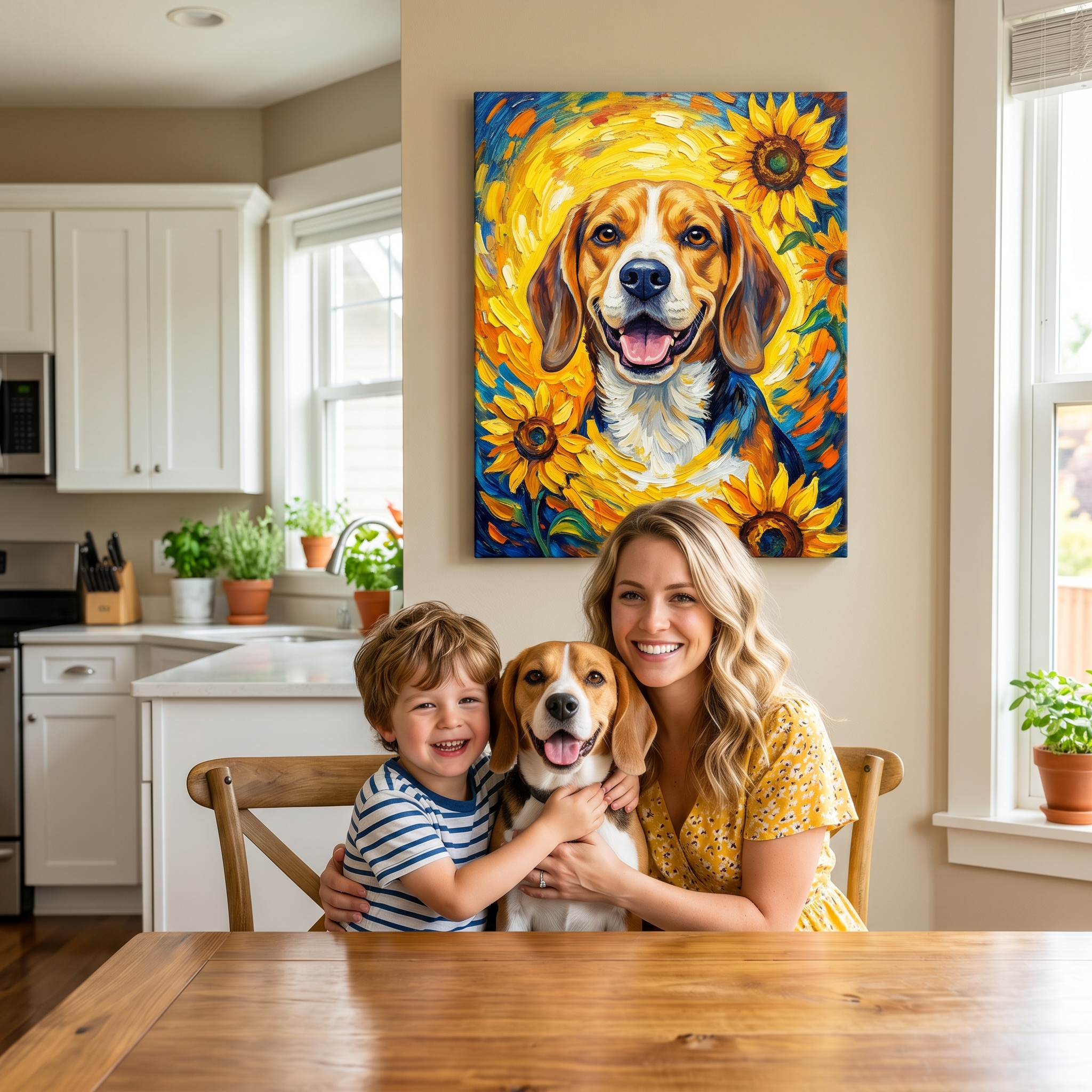 "Golden Sunflowers" - Radiant Yellow Custom Pet Canvas