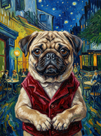 "Evening Terrace" - Warm Amber & Blue Custom Pet Canvas