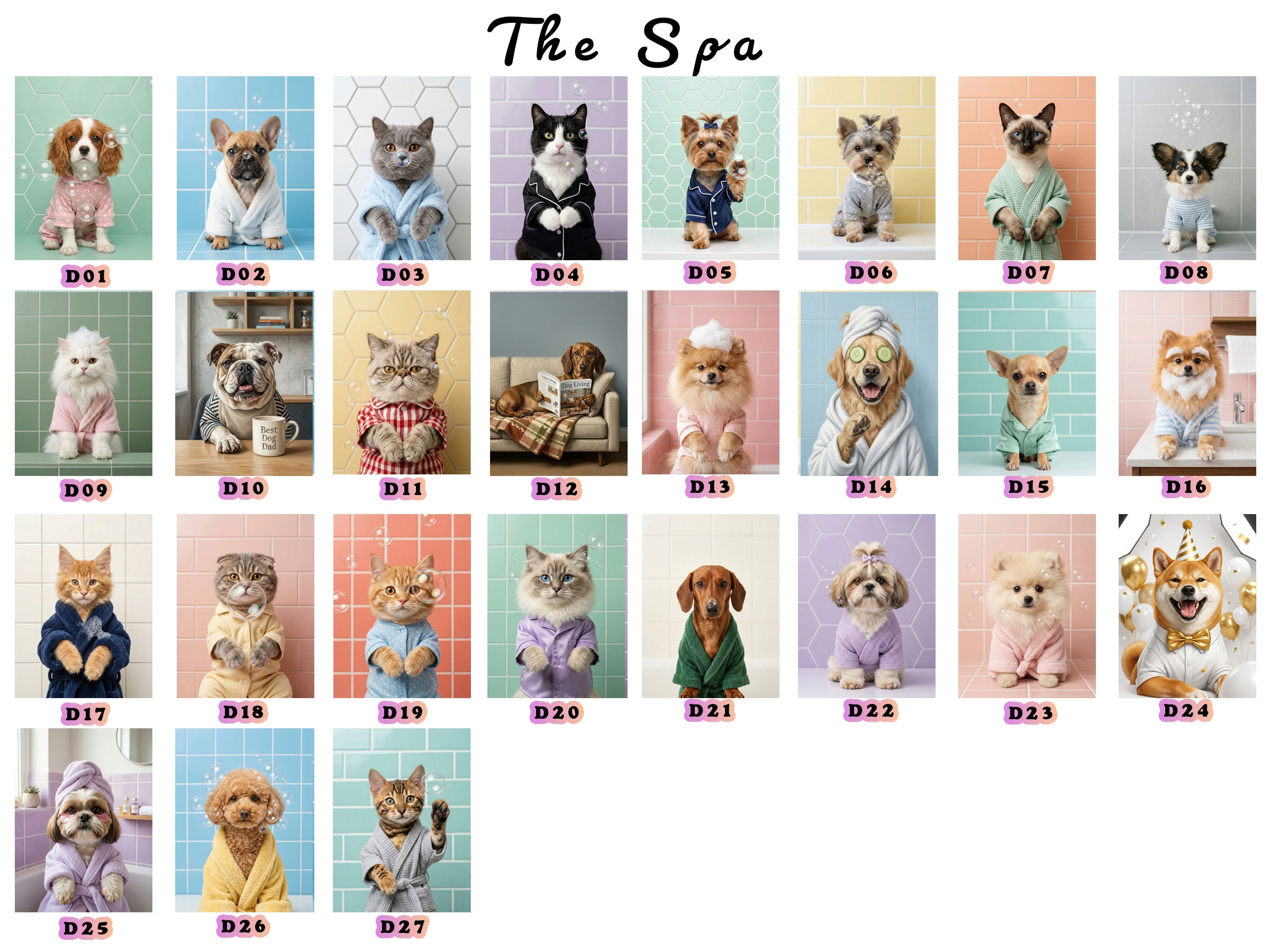 "The Spa Queen" - Modern Waffle Robe Custom Pet Portrait